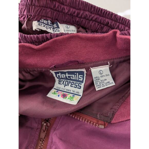 Vintage 90s Y2K Details Express 2-Piece Silk Track Suite Jacket Joggers Size L - Picture 8 of 16
